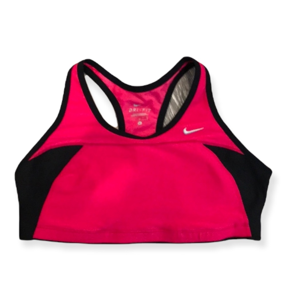 NIKE Dri-Fit Color Block Sports Bra Hot Pink Large